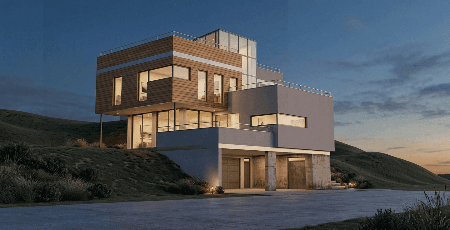 Architectural view after applying a Rendervi preset
