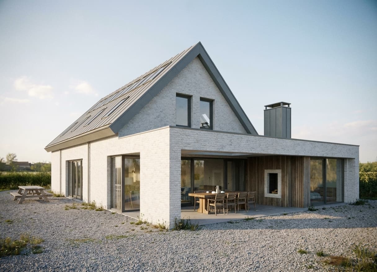 Photo-realistic architectural render enhanced in Rendervi