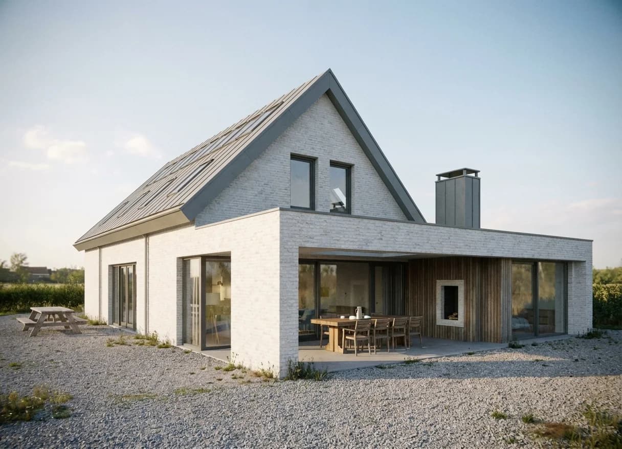 Photo-realistic architectural render enhanced in Rendervi