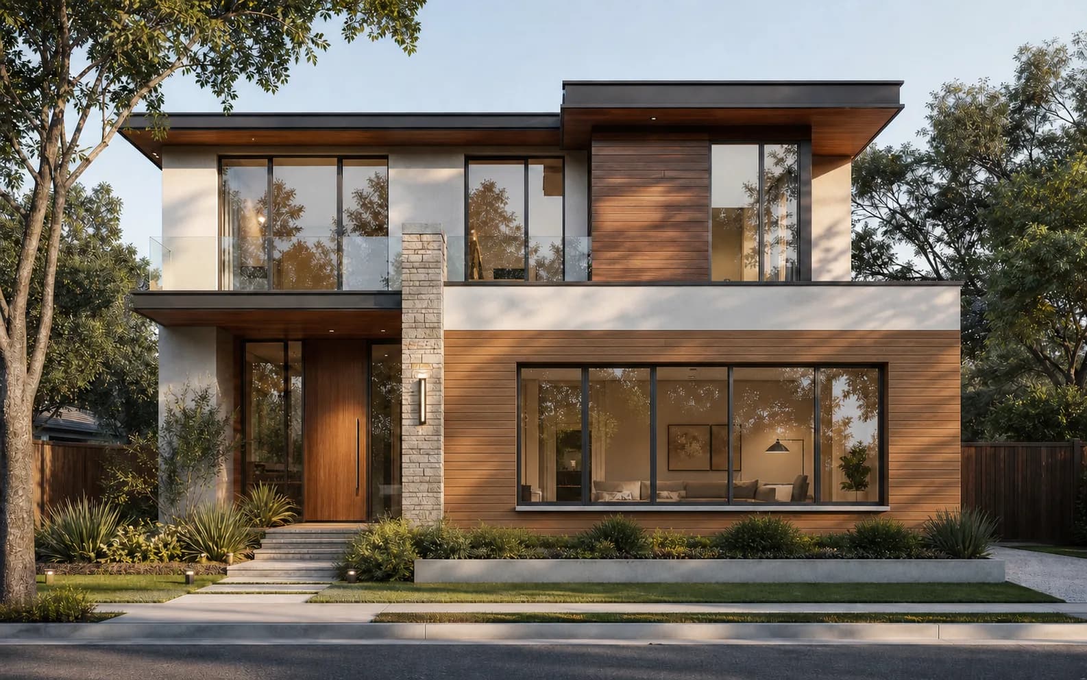 Architectural material options compared from the same render view