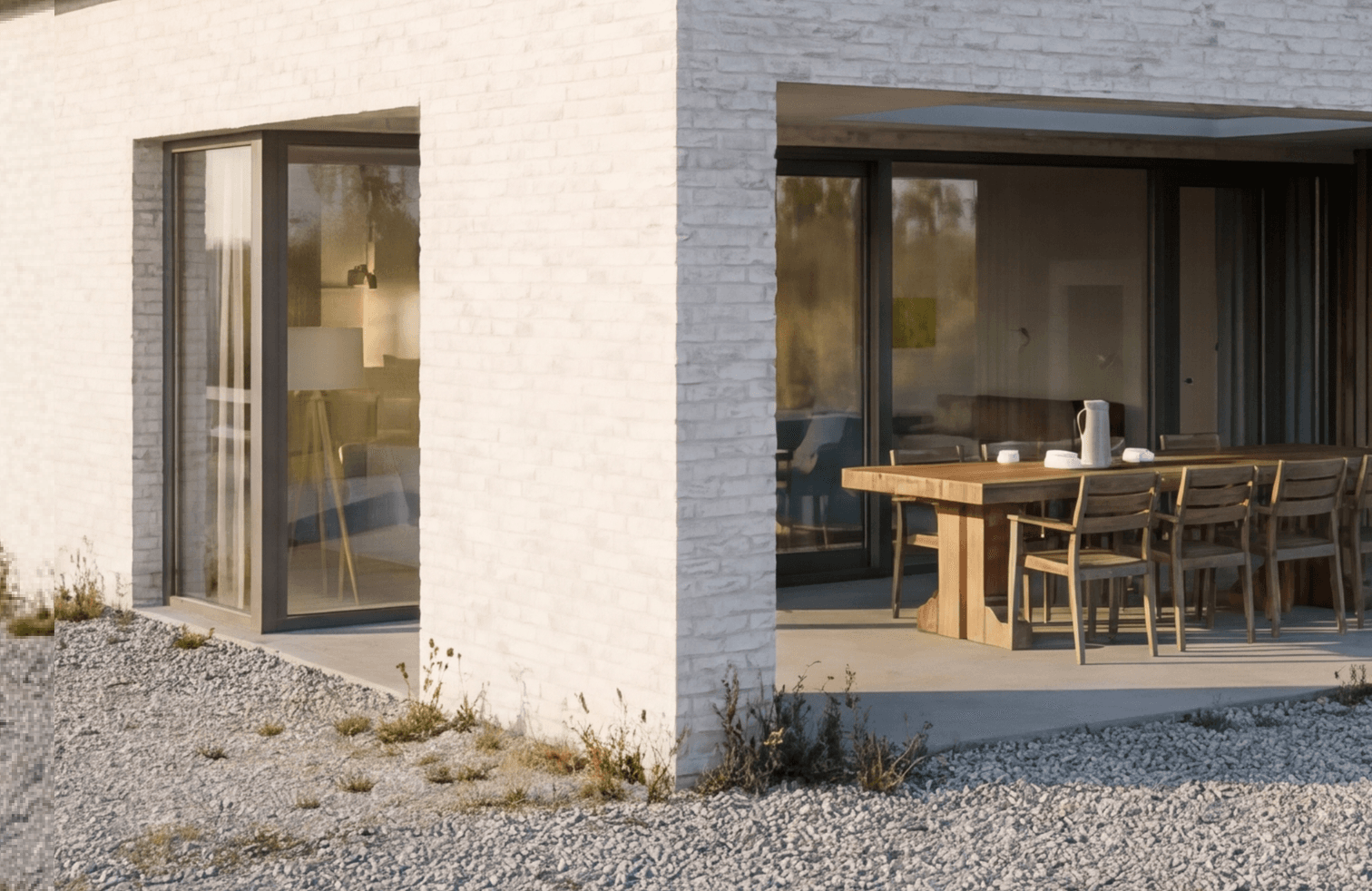 Sharper architectural render after AI upscaling