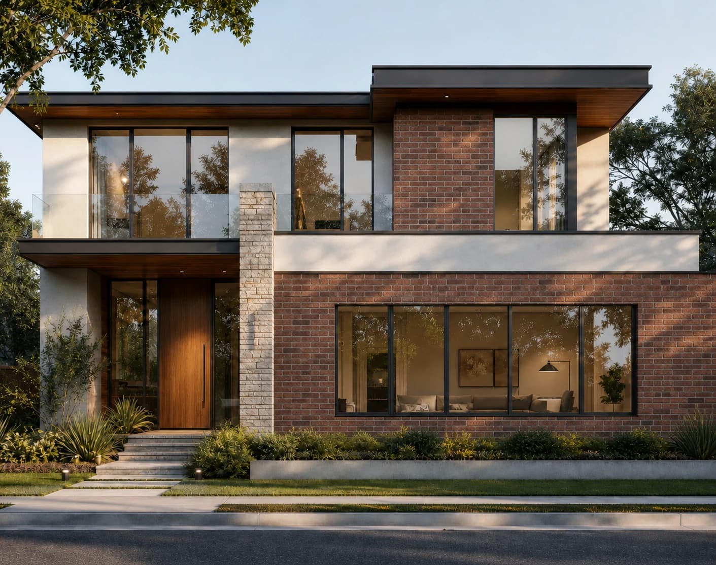 Modern residential home after facade material change in Rendervi