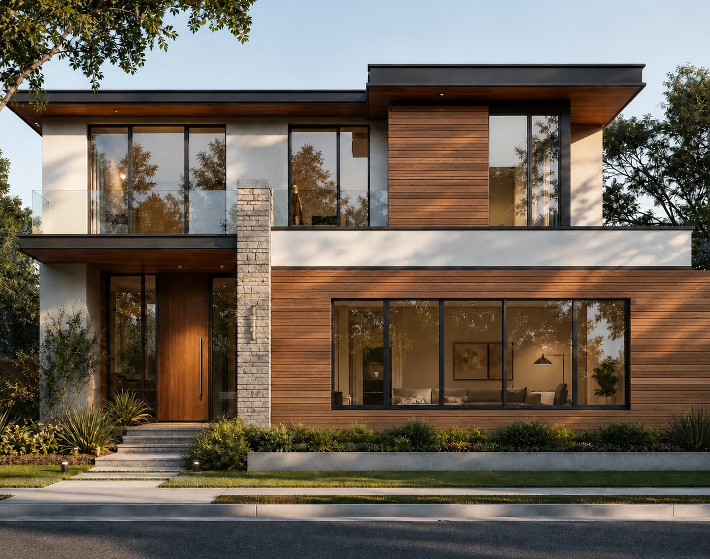 Modern residential home before material change in Rendervi