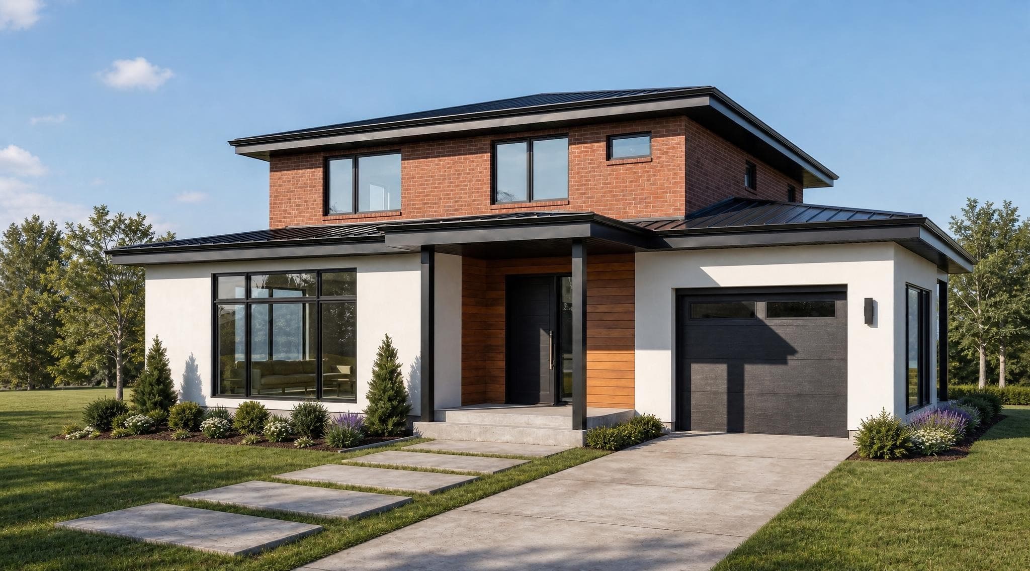 Photo-realistic architectural render enhanced in Rendervi
