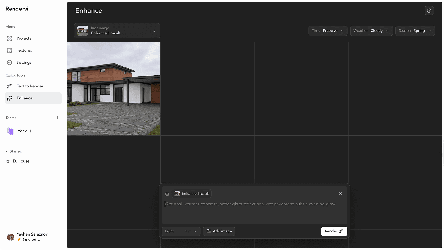 Rendervi Enhance quick tool interface