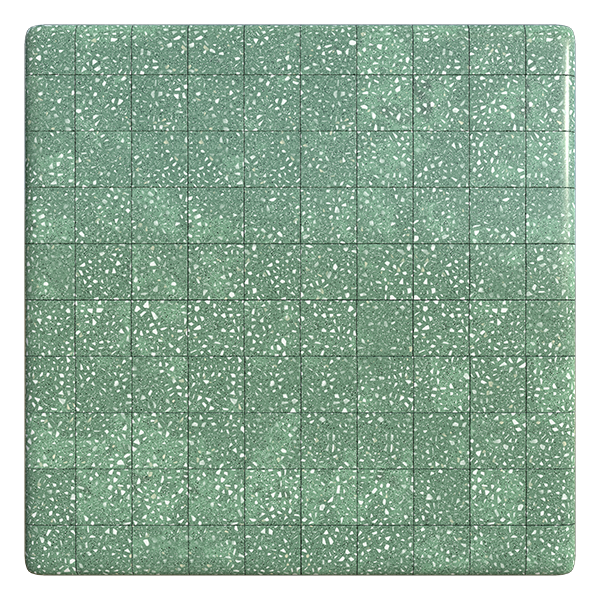 Green Terrazzo Tile Texture with Black and White Flakes (Marble 0004) texture preview
