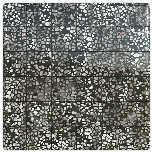 Black Terrazzo Tile Texture with Pink Fragments (Marble 0005) texture preview