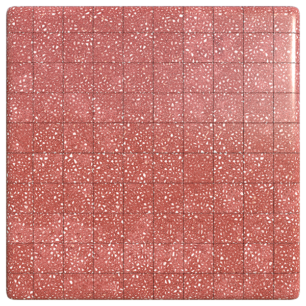 Red or Pink Terrazzo Tile Texture with Black and White Fragments (Marble 0006) texture preview