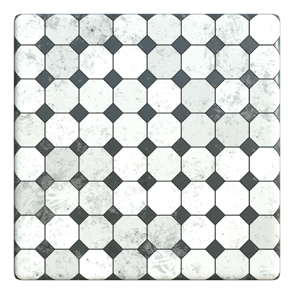 Old-fashioned Black and White Tile Texture (Tiles 0007) texture preview