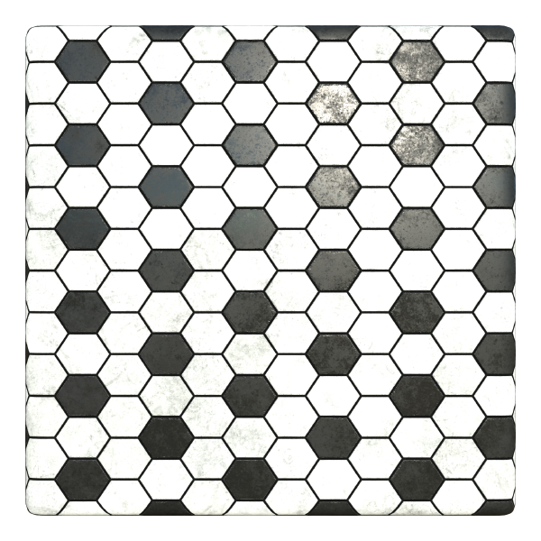 Hexagonal Black and White Tile Texture (Tiles 0008) texture preview